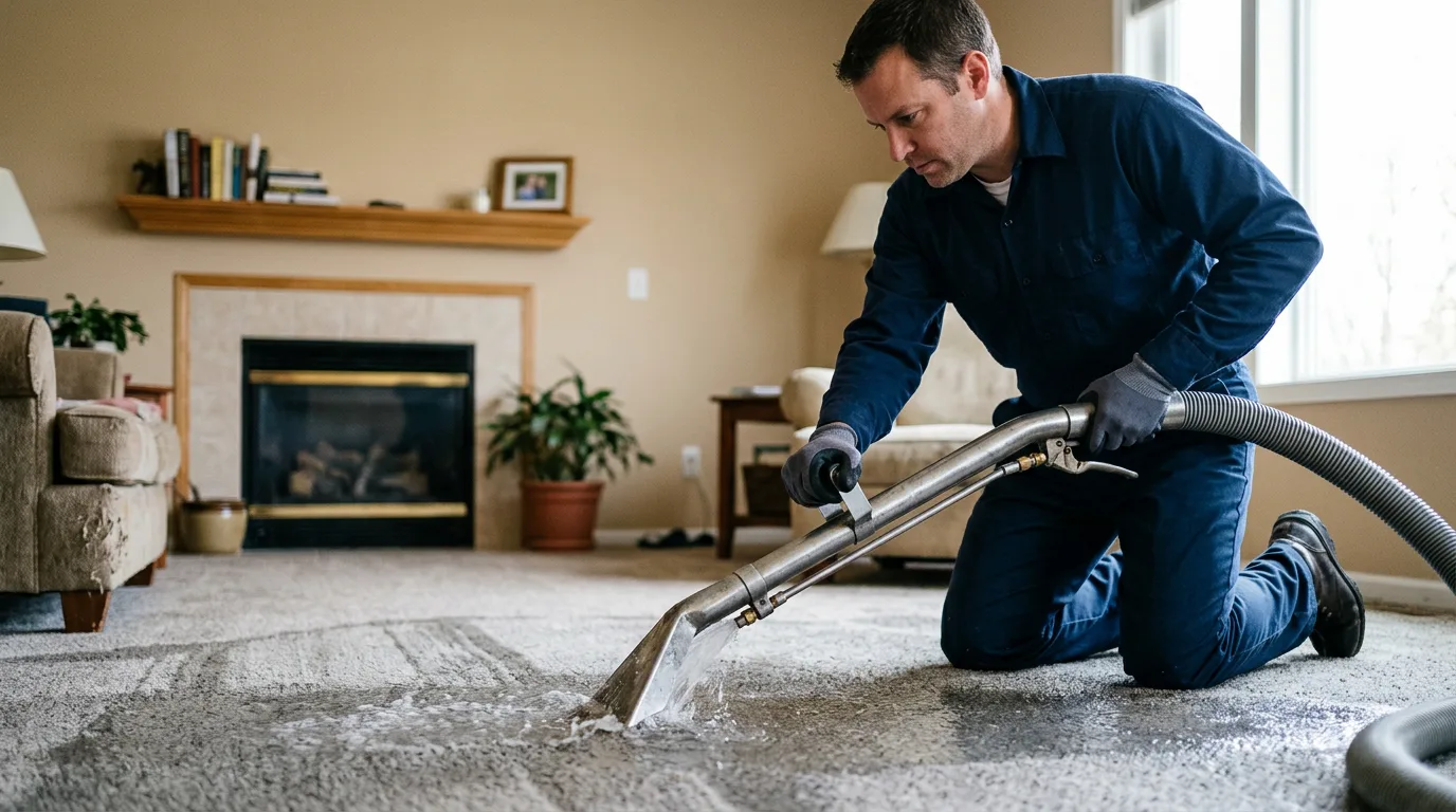 Water damage restoration technician working near Green Village, NJ